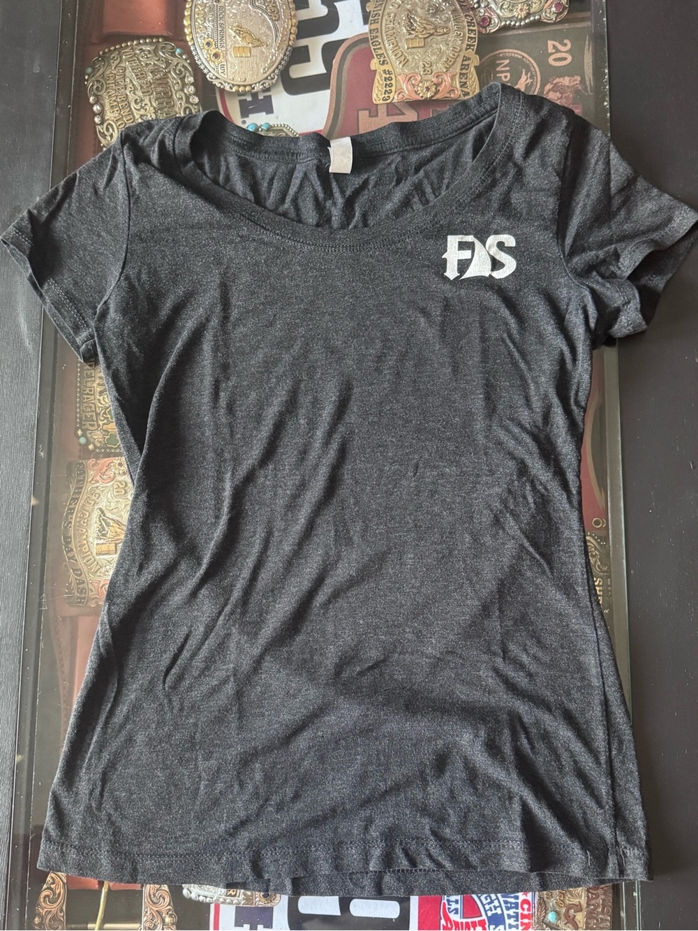 Fitted Women’s Black Short Sleeve Tee with Full Sail brewing company logo